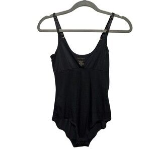 Vince Camuto Black V Neck Snap Closure Bodysuit Adjustable Straps Women's Large